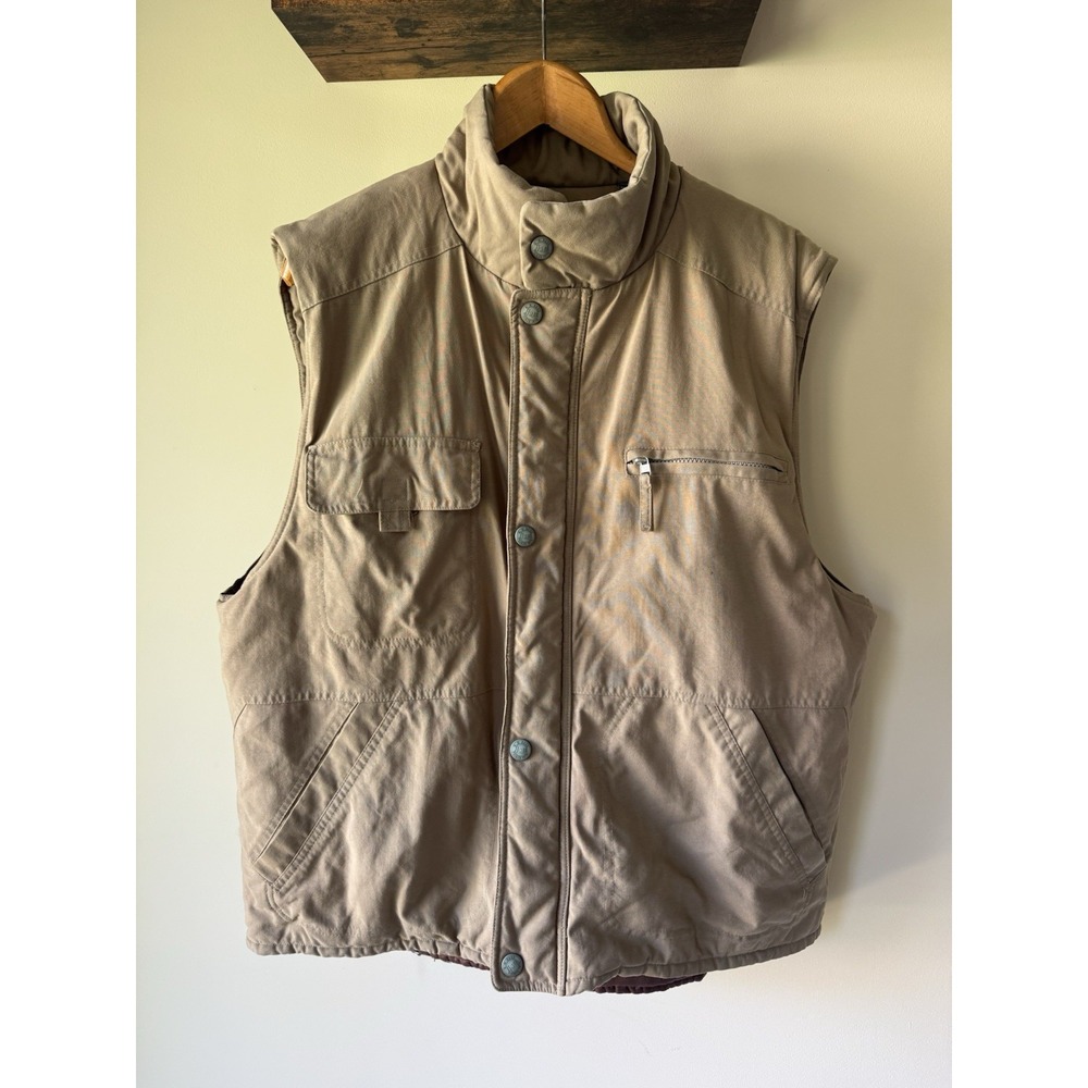 Vintage G.H. Bass & Co Men's XL Heavyweight Utility Vest Tan Canvas Gorpcore